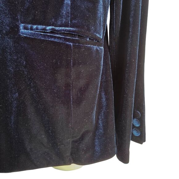 TAHARI Navy Blue Velvet Blazer Jacket | Single Button Formal Office Small (S) - Picture 7 of 13